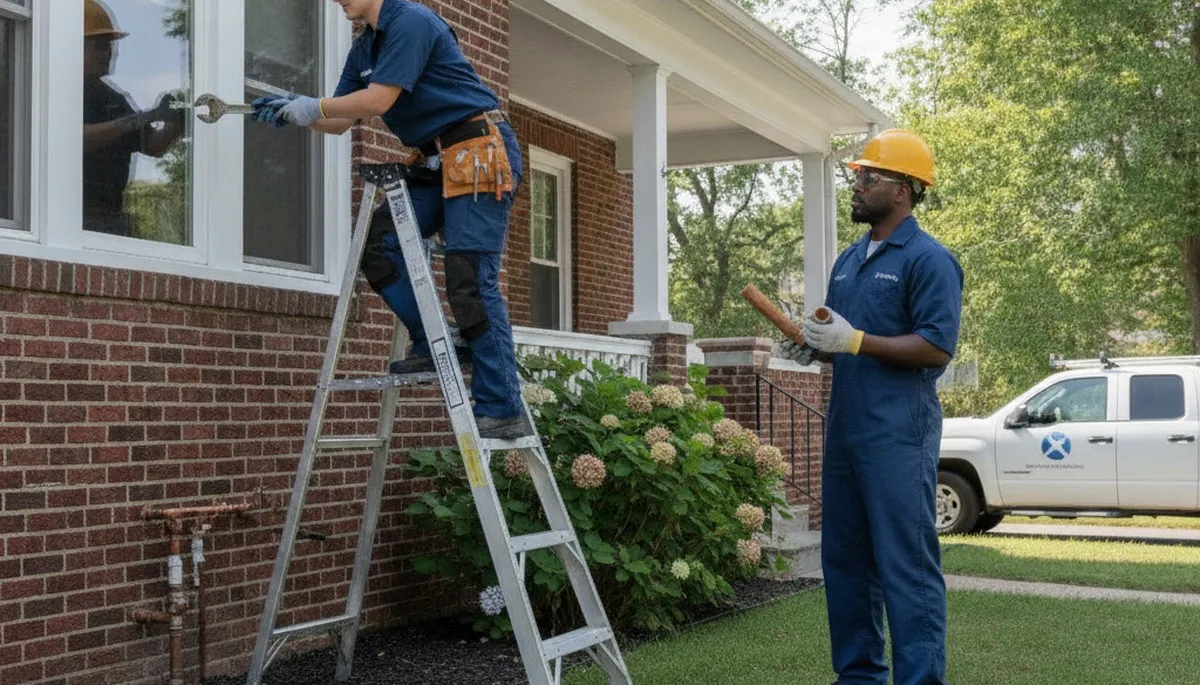 Cherry Hill, NJ plumber repairing a plumbing fixture for a local home service call