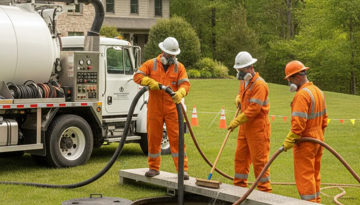 Cherry Hill, NJ plumber cleaning a septic tank for residential plumbing service